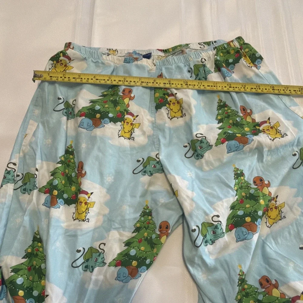 Pokemon Christmas Pajama Pants Mens Blue Holiday Pikachu Bulbasaur Squirtle L